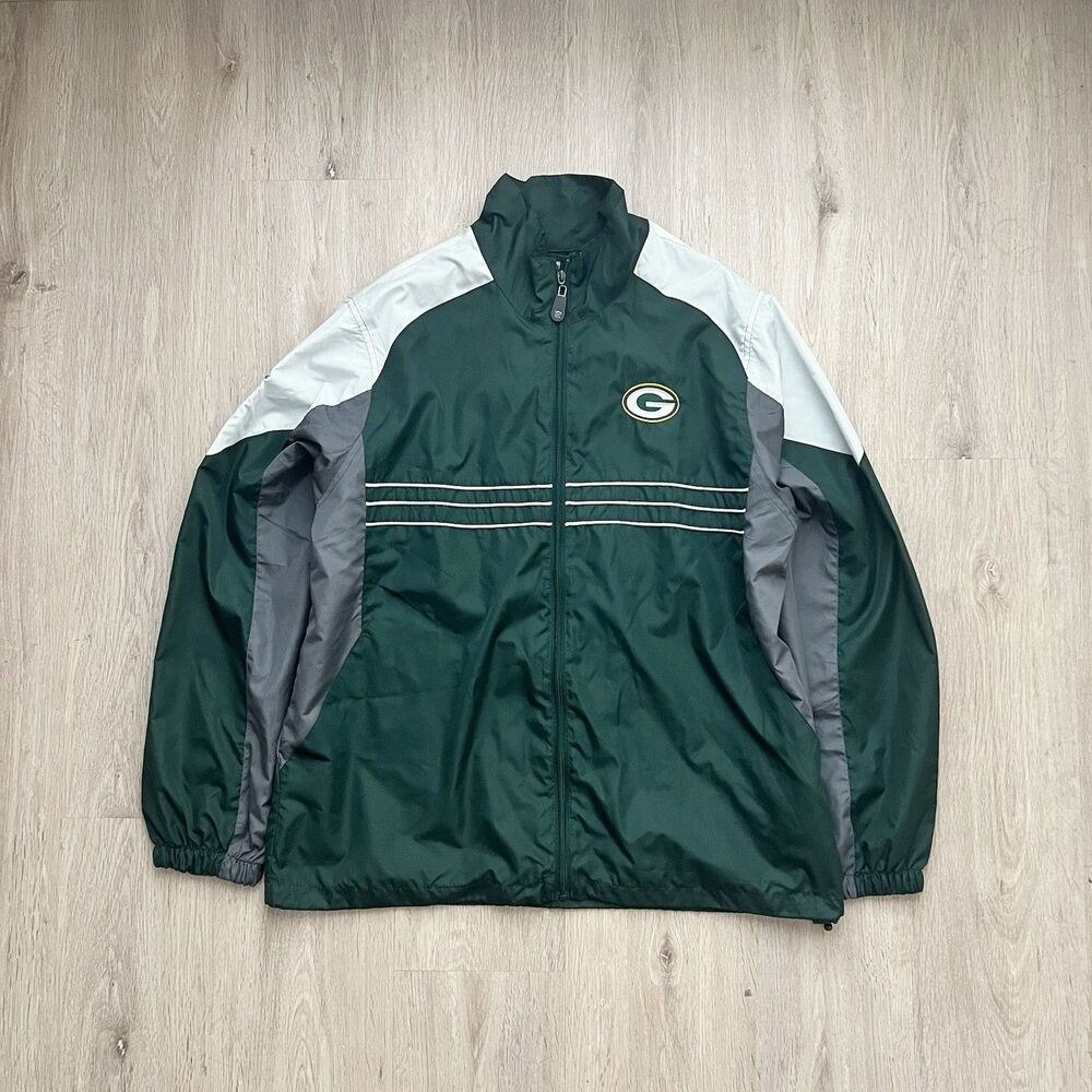 Vintage Green Bay Packers Jacket NFL Apparel Reebok Windbreaker Size Mens L